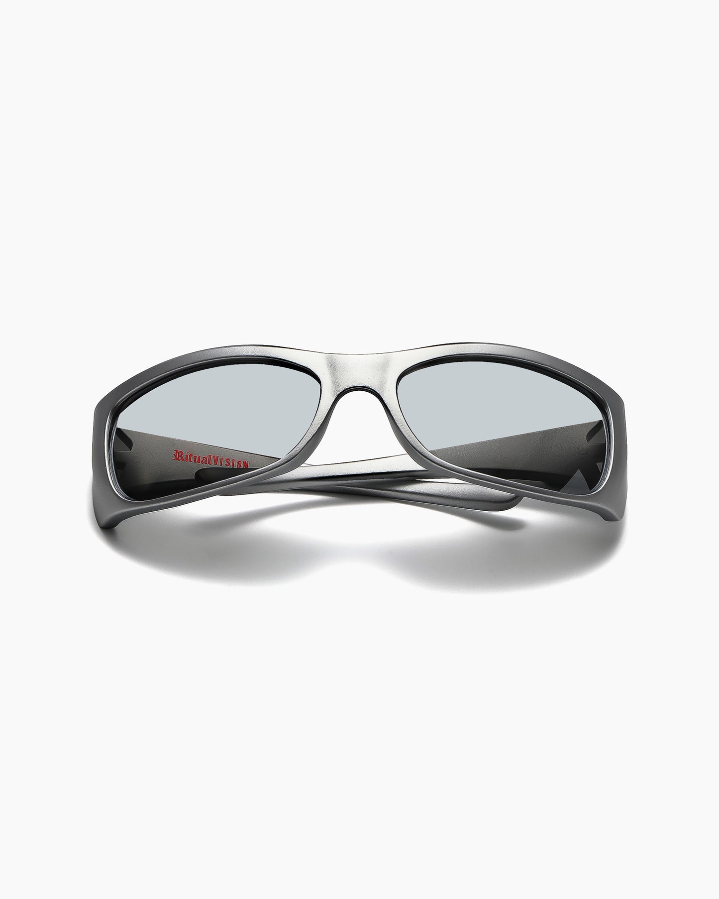 SABOTAGE sunglasses with a dark matte chrome frame and gray polarized lenses