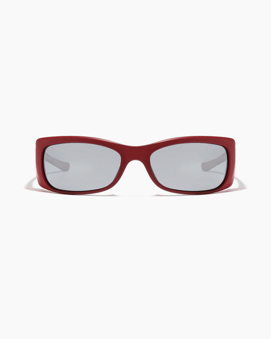 SABOTAGE sunglasses in matte dark red with red mirror polarized lenses
