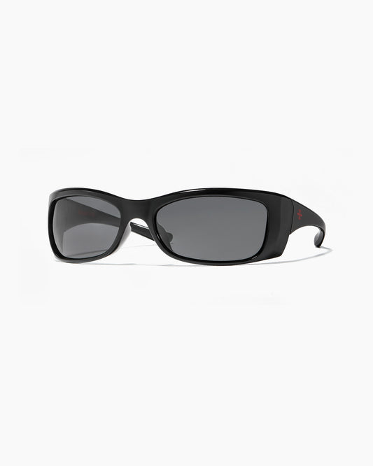 Sabotage Polished Black polarized sunglasses close up front view