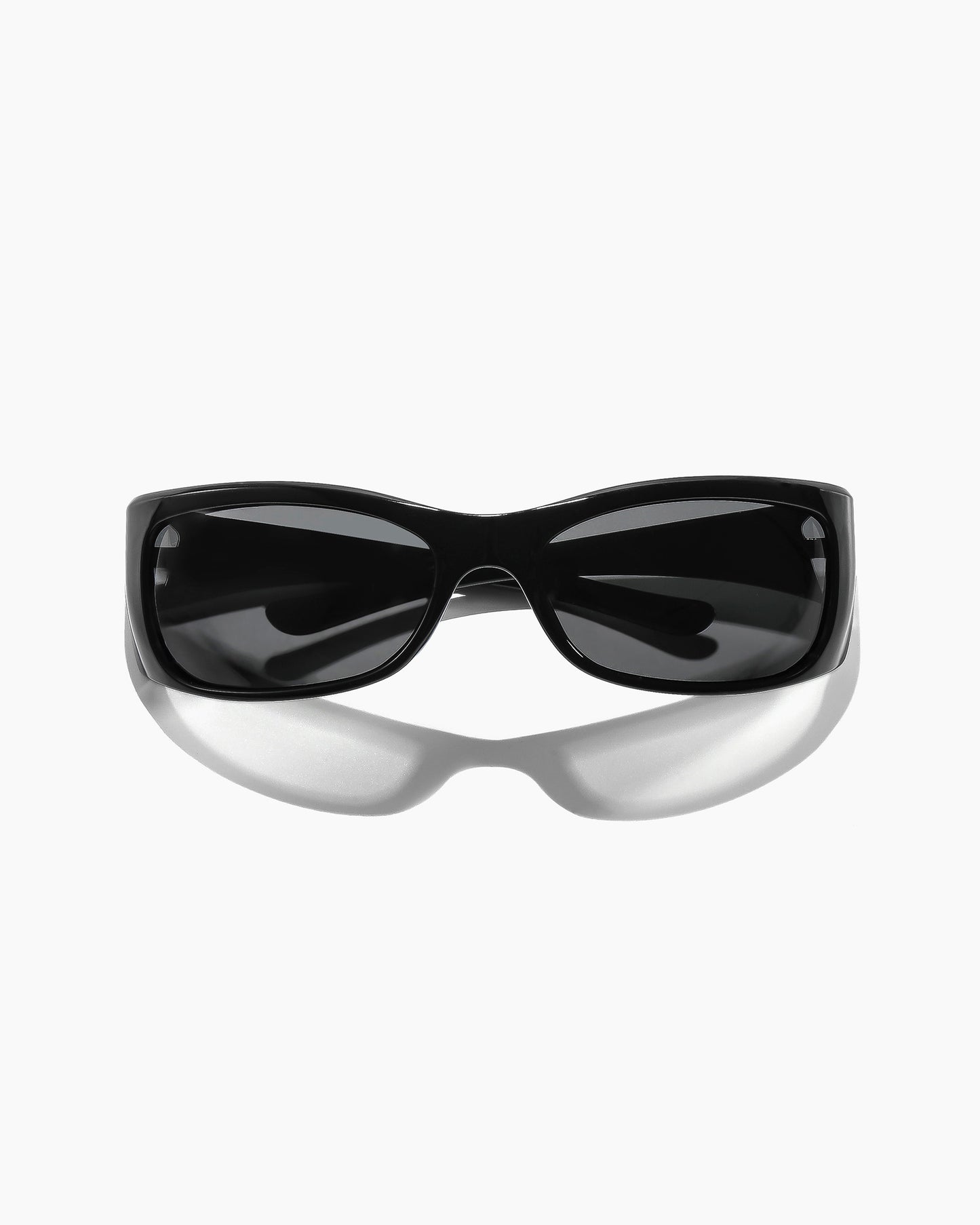 Front view of Sabotage Polished Black polarized sunglasses