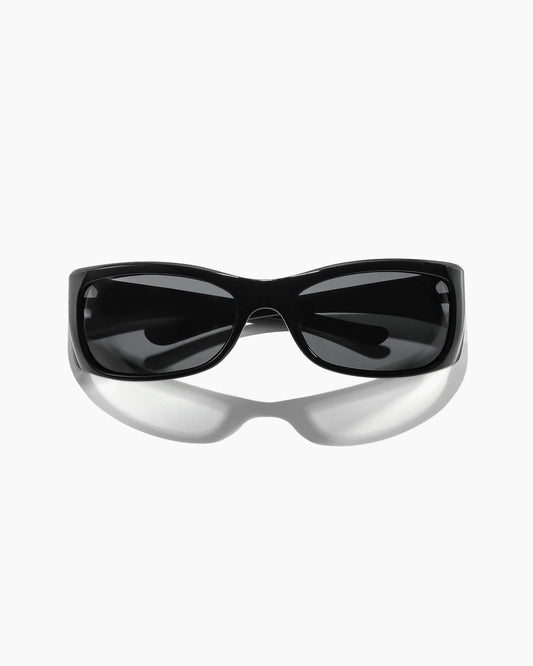 Front view of Sabotage Polished Black polarized sunglasses
