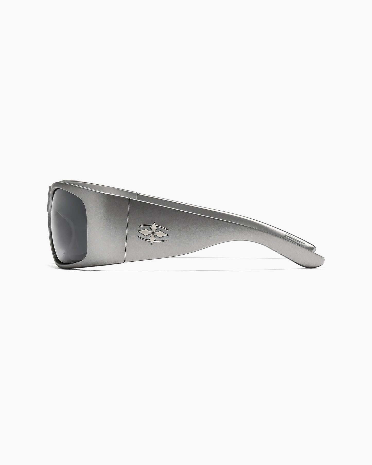 Side view of Transmitter sunglasses by Noa Deane in matte gunmetal with dark grey polarized lenses