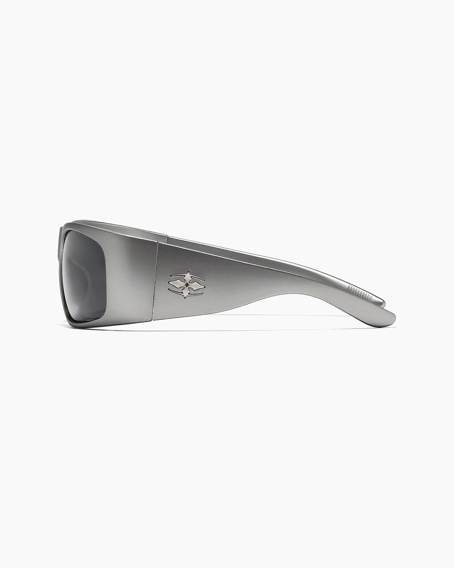 Side view of Transmitter sunglasses by Noa Deane in matte gunmetal with dark grey polarized lenses